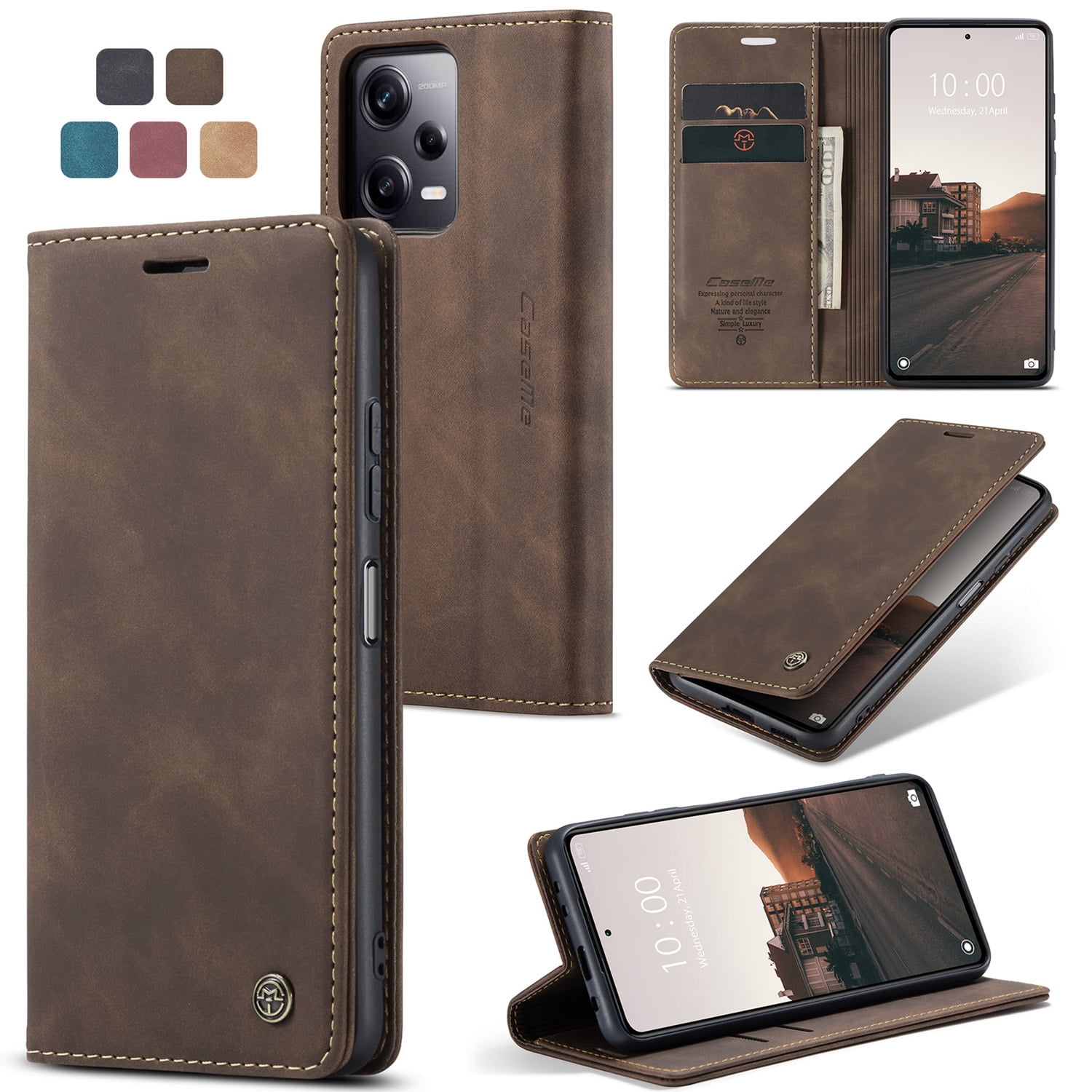 ETFAST Leather Wallet With Card Holder Zipper Phone Case For Xiaomi Poco X5 Pro High Quality Leather Phone Case