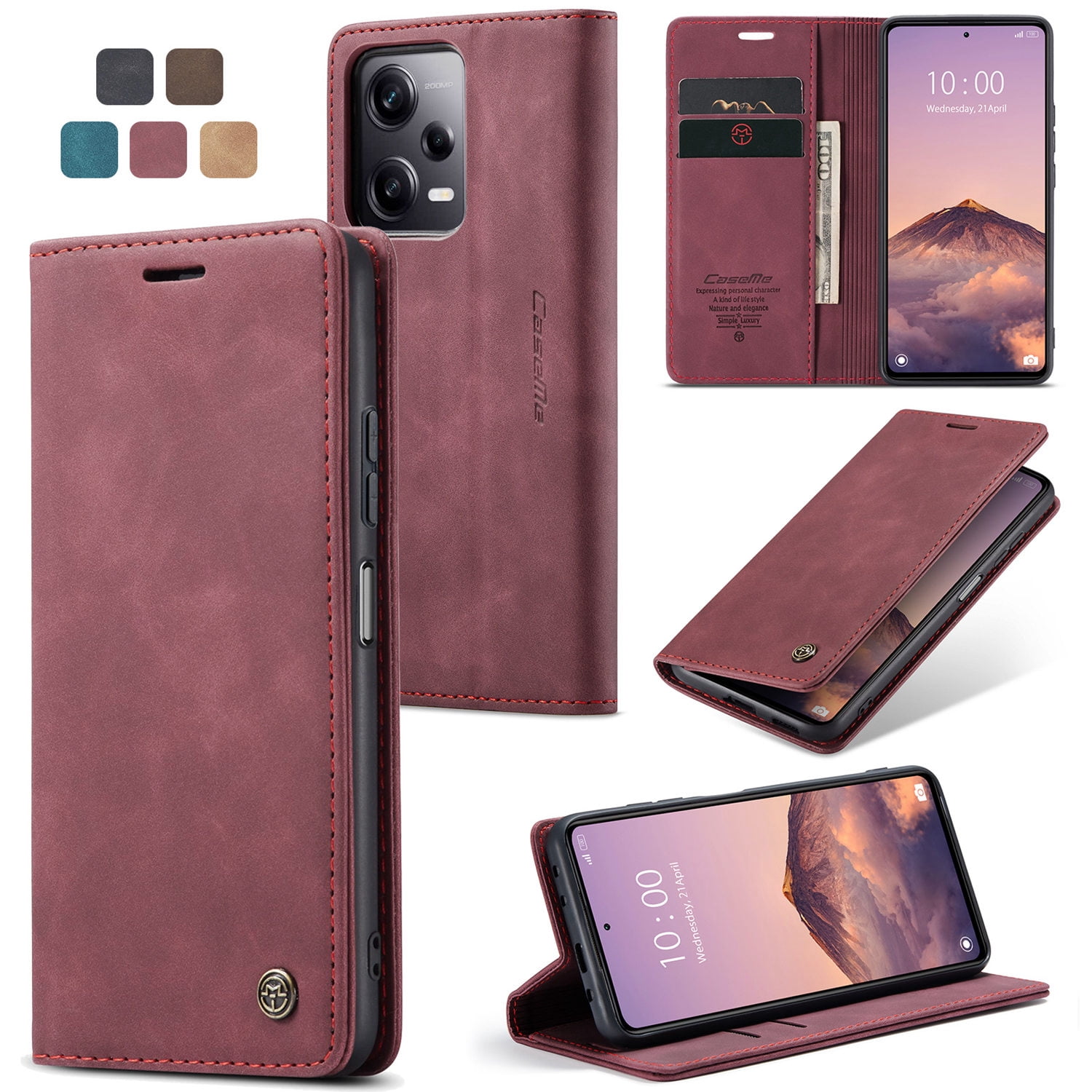 ETFAST Leather Wallet With Card Holder Zipper Phone Case For Xiaomi Poco X5 Pro High Quality Leather Phone Case