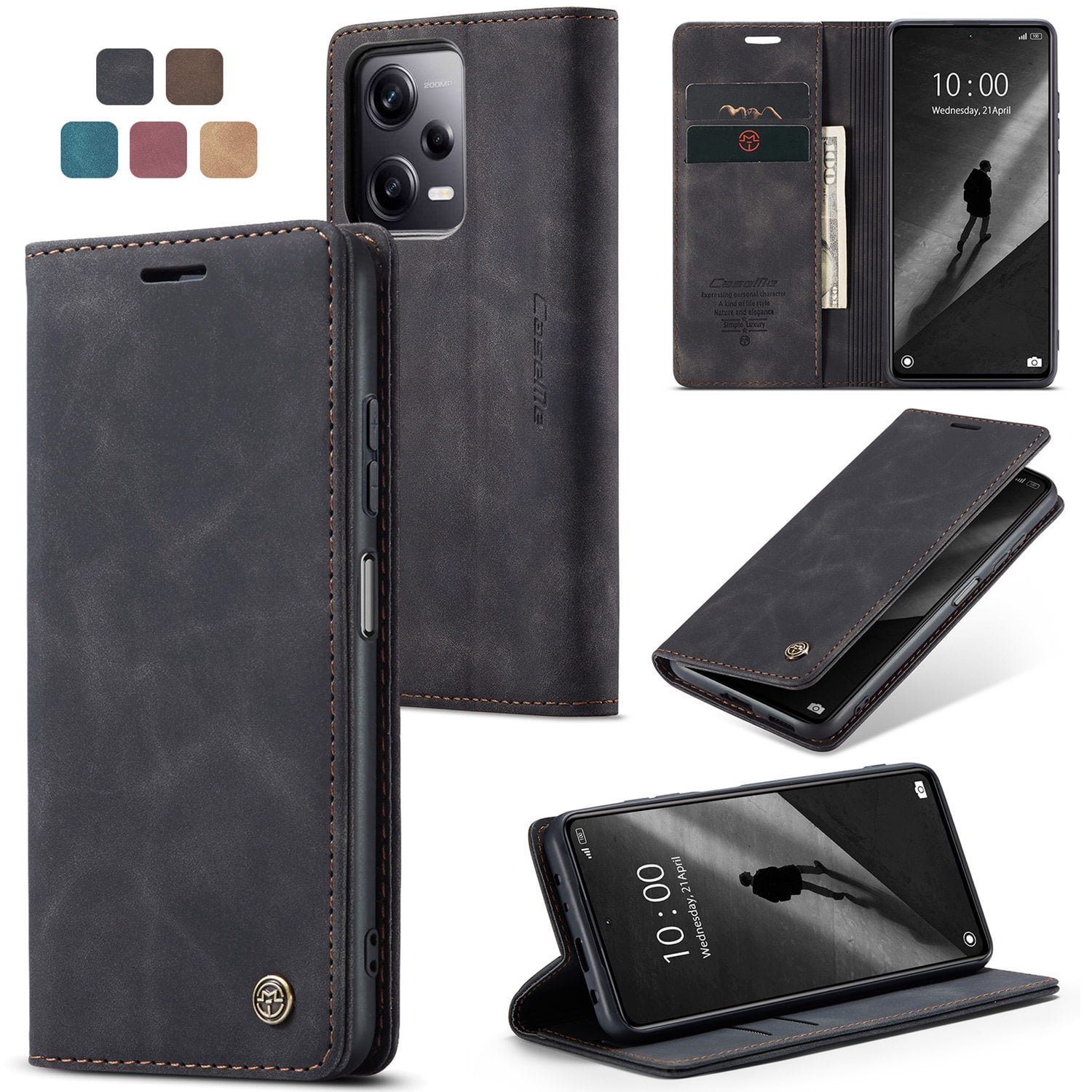 ETFAST Leather Wallet With Card Holder Zipper Phone Case For Xiaomi Poco X5 Pro High Quality Leather Phone Case