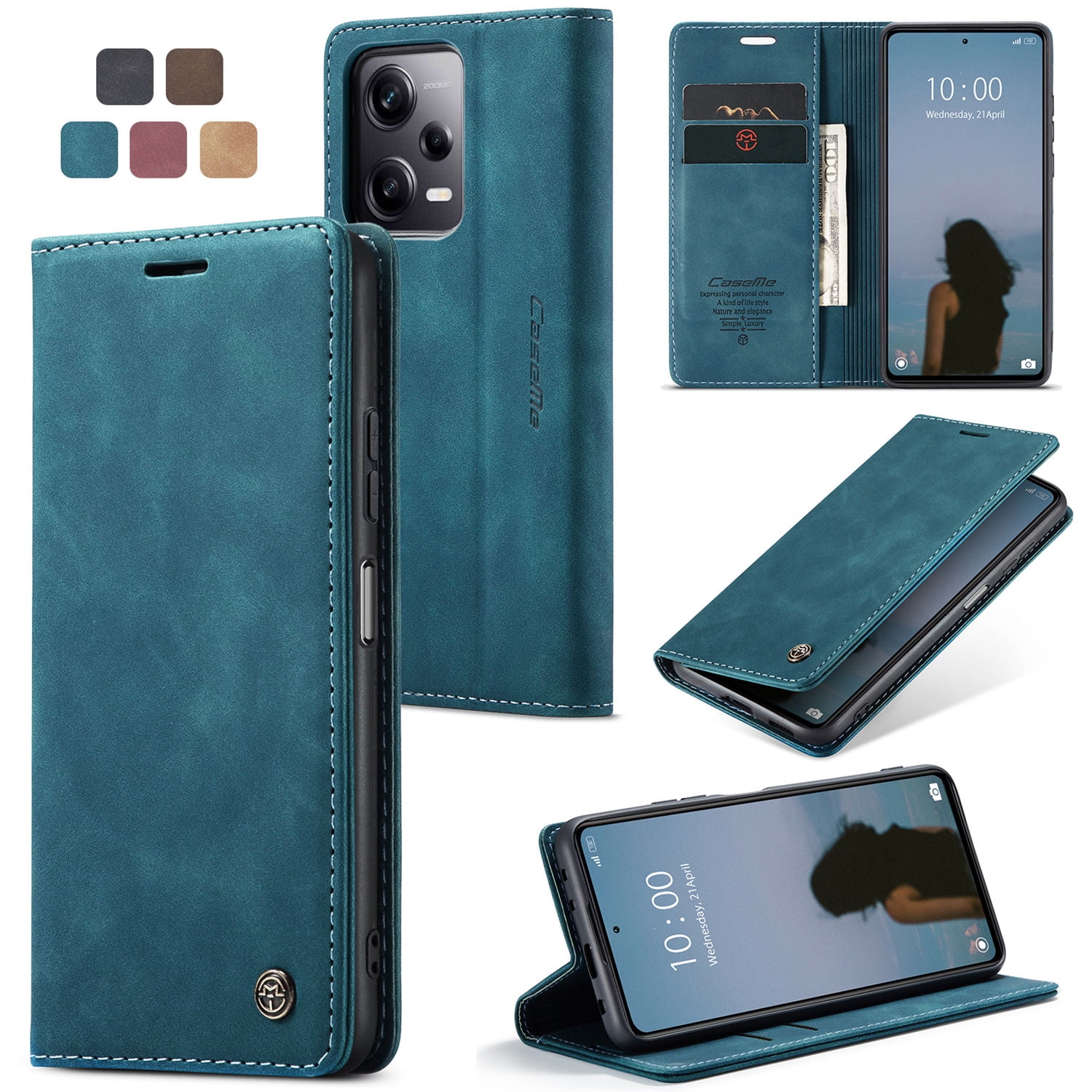 ETFAST Leather Wallet With Card Holder Zipper Phone Case For Xiaomi Poco X5 Pro High Quality Leather Phone Case