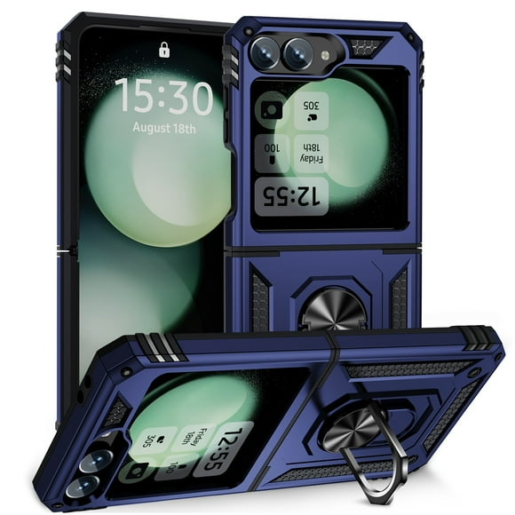 ETFAST Shockproof Protective Phone Case For Samsung Galaxy Z Flip 6 Z Flip 5 Luxury TPU Metal Ring Bracket Shockproof Armor Galaxy Z Flip 6 ZFlip5 Cases