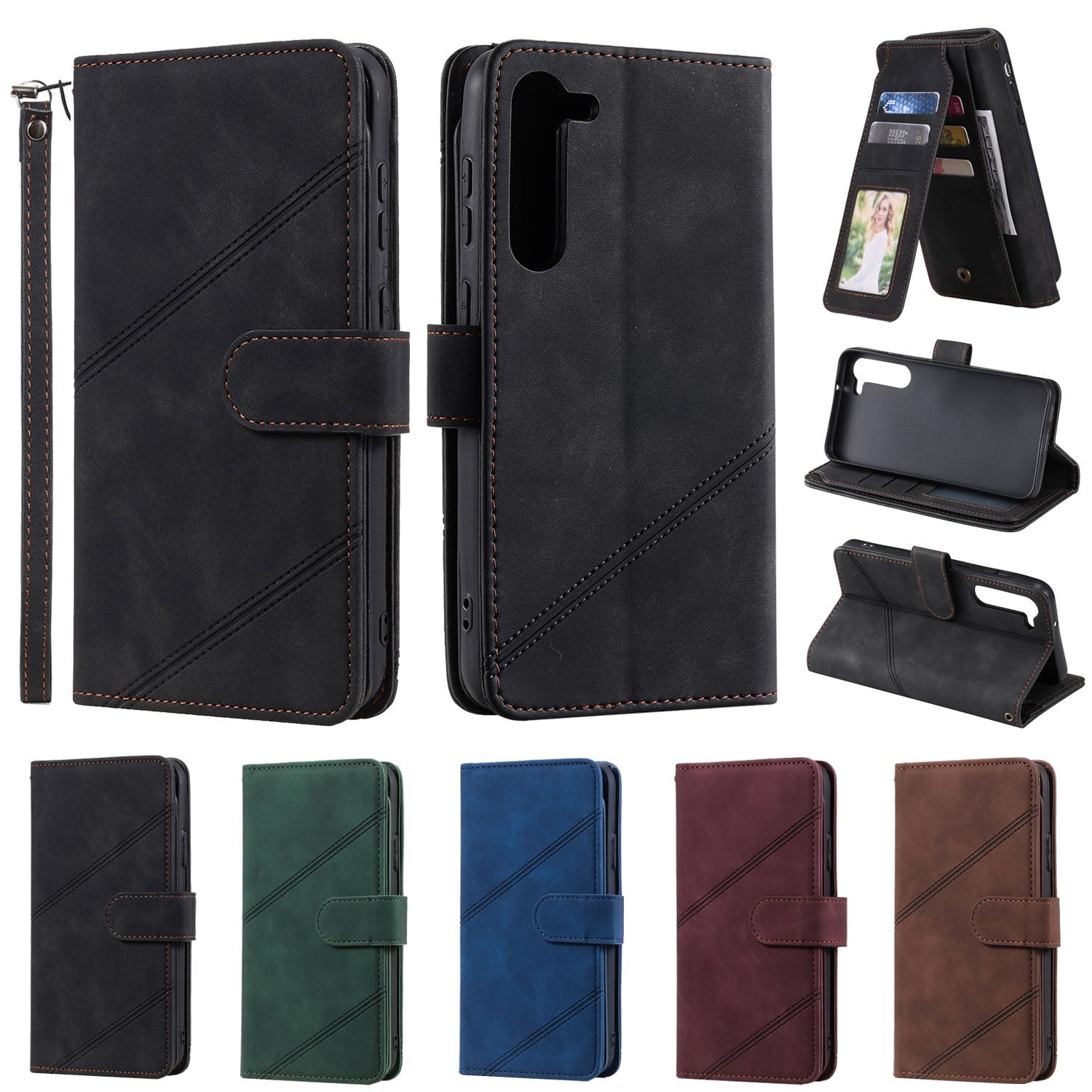 ETFAST Wallet Card Slot Flip Zipper Leather Phone Case For Samsung Galaxy S24 Ultra S24Plus S23 Ultra S23Plus S23FE S22 Ultra S21 Ultra S20 S10 S9 Leather Phone case