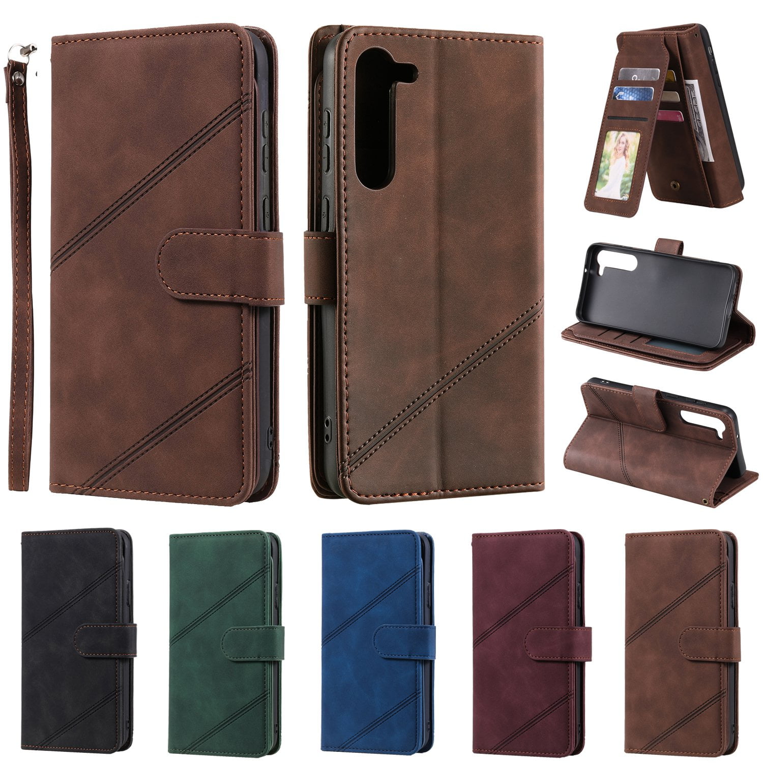 ETFAST Wallet Card Slot Flip Zipper Leather Phone Case For Samsung Galaxy S24 Ultra S24Plus S23 Ultra S23Plus S23FE S22 Ultra S21 Ultra S20 S10 S9 Leather Phone case