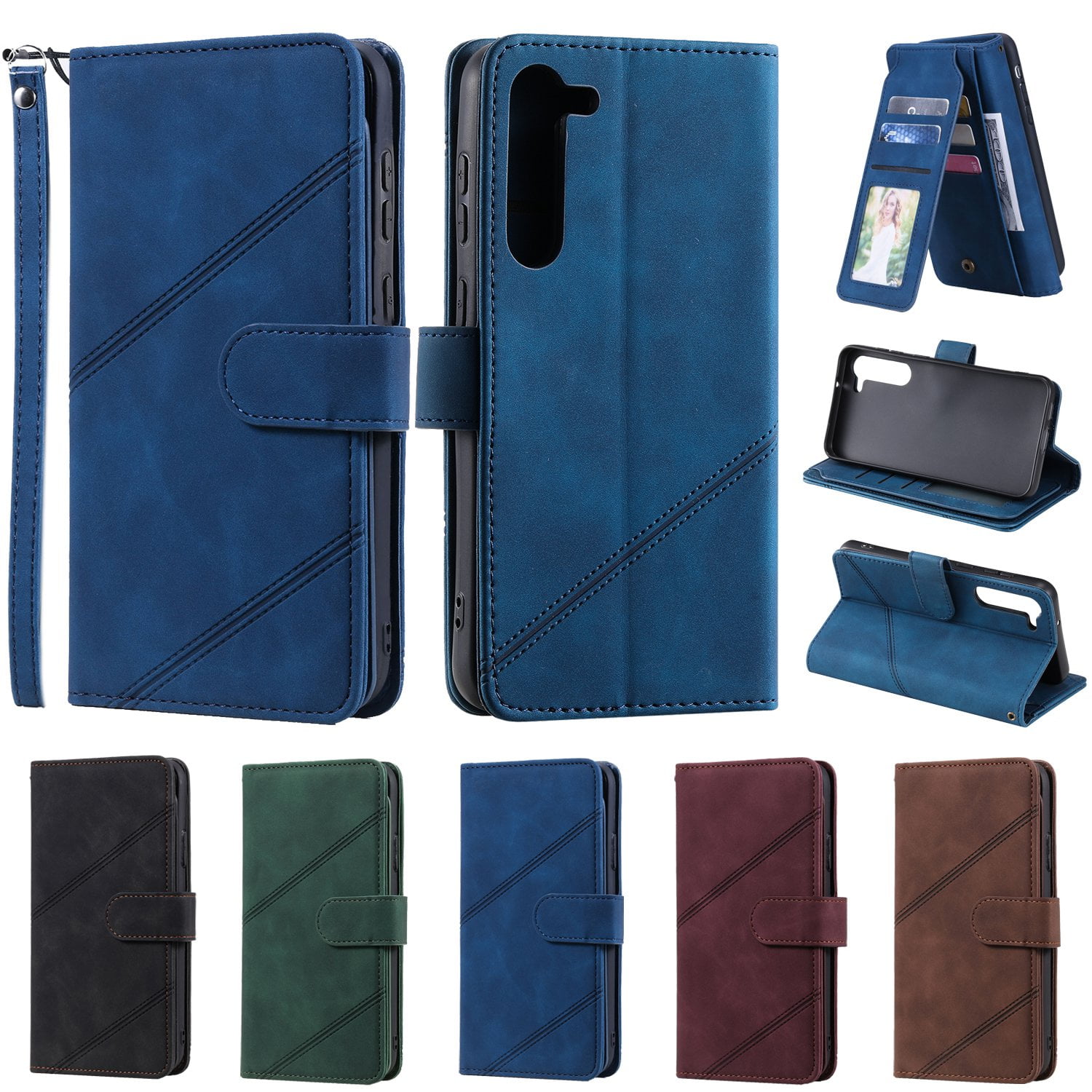 ETFAST Wallet Card Slot Flip Zipper Leather Phone Case For Samsung Galaxy S24 Ultra S24Plus S23 Ultra S23Plus S23FE S22 Ultra S21 Ultra S20 S10 S9 Leather Phone case