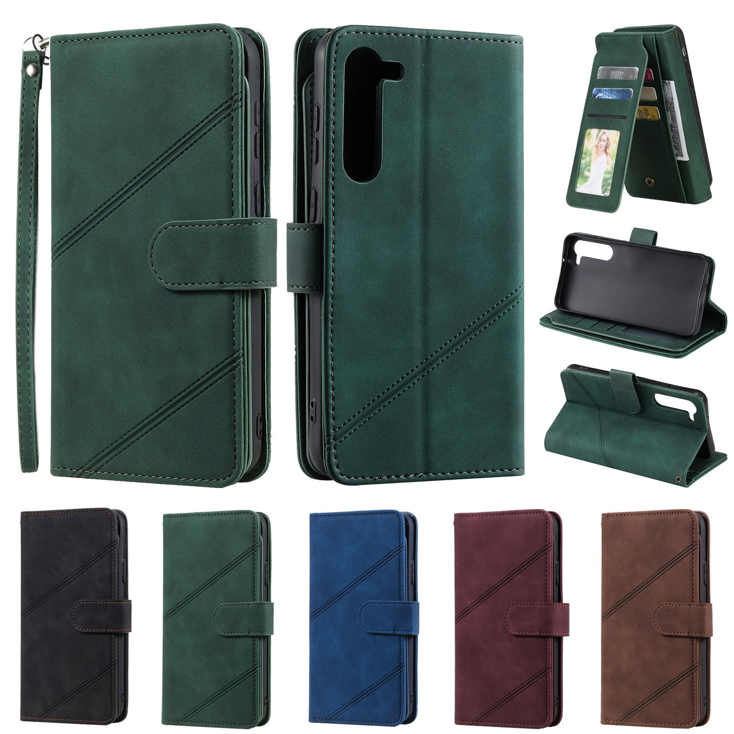 ETFAST Wallet Card Slot Flip Zipper Leather Phone Case For Samsung Galaxy S24 Ultra S24Plus S23 Ultra S23Plus S23FE S22 Ultra S21 Ultra S20 S10 S9 Leather Phone case
