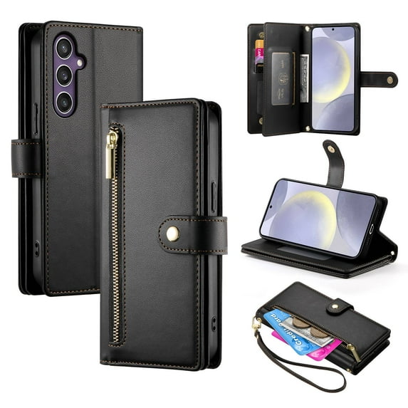ETFAST Wallet Leather Phone Case For Samsung Galaxy S24 Ultra S24Plus S24FE Multi Card Zipper Phone case