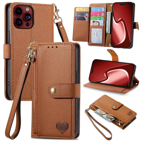 ETFAST Wallet Leather Phone Case For iPhone 16 Pro Max 15 Pro Max 15Plus 14ProMax 13 12 11 X XR XsMax Multi Card Zipper Phone case