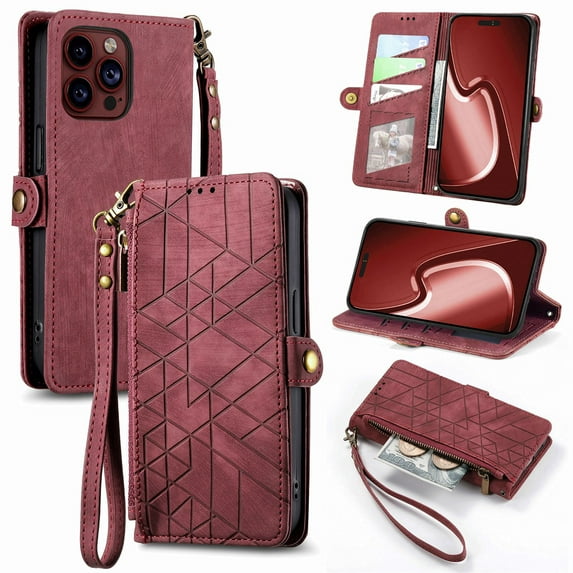 ETFAST Wallet Leather Phone Case For iPhone 16 Pro Max 15 Pro Max 15Plus 14ProMax 13 12 11 X XR XsMax Multi Card Zipper Phone case