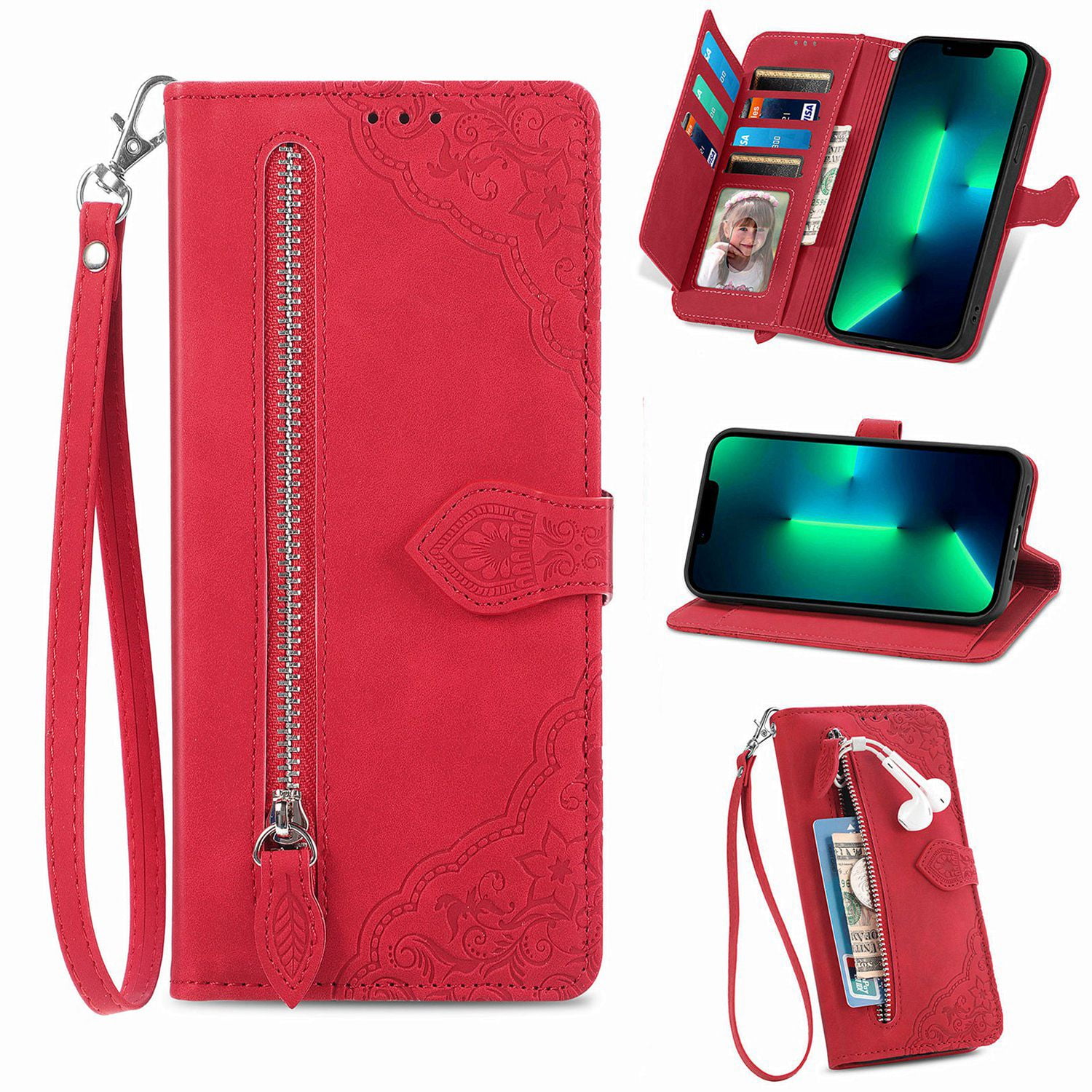 ETFAST Wallet Multi Card Slot Flip Zipper Leather Case For Realme 12 Plus 11 Pro Plus 11X 10 Pro Plus Realme 9i 9 Pro Plus 8i 8Pro Phone case