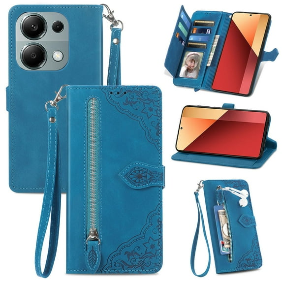 ETFAST Wallet Multi Card Slot Flip Zipper Leather Case For Redmi Note 13 Pro Plus Note12 Note 12 Pro Plus 12R 12S Note 11 Pro Plus 11R Note 10 Pro 10S Leather Phone case