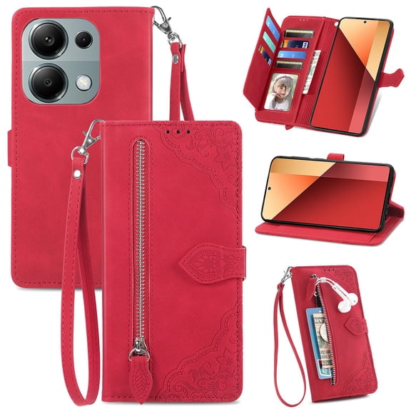 ETFAST Wallet Multi Card Slot Flip Zipper Leather Case For Redmi Note 13 Pro Plus Note12 Note 12 Pro Plus 12R 12S Note 11 Pro Plus 11R Note 10 Pro 10S Leather Phone case