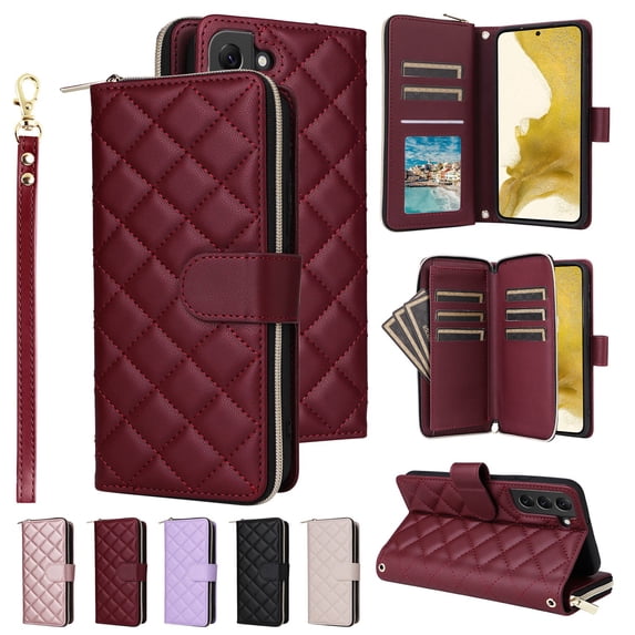 ETFAST Wallet Multi Card Zipper Leather Case For Samsung Galaxy S24 S24Plus S23 S23Plus S23FE S22 S22Plus S21 S21Plus S21FE Phone Case