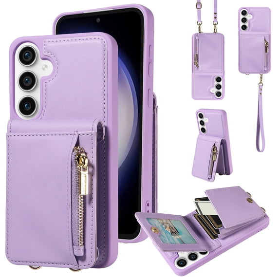 ETFAST Wallet Multi Card Zipper Leather Case For Samsung Galaxy S24 Ultra S24Plus S23Ultra S23FE S23Plus S22Ultra S22Plus S21Ultra S21Plus Phone Case