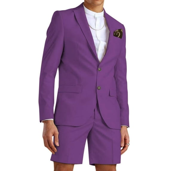 ETHAN 2 Piece Slim Fit Suits for Men Two Button Shorts Suit Casual Prom Summer Beach Wedding for Juniors 3XL