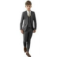 thumbnail image 1 of ETHAN 3 Piece Boys Suit for Wedding Slim Fit Suit for Kids Formal Tuxedo Evening Prom Party Set Dark Grey 5 Years, 1 of 7
