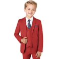 thumbnail image 1 of ETHAN 3 Piece Boys Suit for Wedding Slim Fit Suit for Kids Formal Tuxedo Evening Prom Party Set Red 2T, 1 of 7