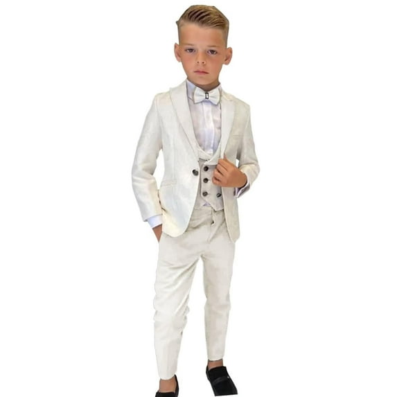ETHAN 3 Piece Boys Suits Floral Suit Set Slim Fit Tuxedo Embroidery Suit Blazer Vest Pants for Boys 14