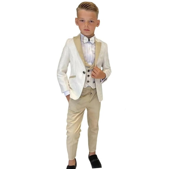 ETHAN 3 Piece Boys Suits Floral Suit Set Slim Fit Tuxedo Embroidery Suit Blazer Vest Pants for Boys 14