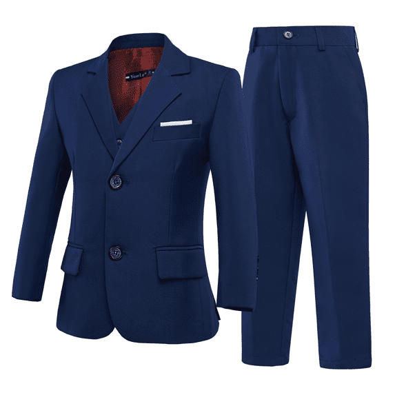 ETHAN 3 Piece Navy Blue Slim Fit Elegant Suit for Boys for Wedding Dress Formal Boys Suit Size 7