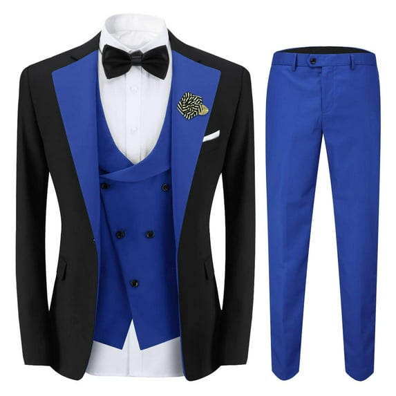 ETHAN 3 Pieces Mens Slim Suits for Wedding Formal Business Party Jacket Vest Pants Dark Green XS