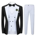 thumbnail image 1 of ETHAN 3 Pieces Mens Slim Suits for Wedding Formal Business Party Jacket Vest Pants Dark Green XS, 1 of 10