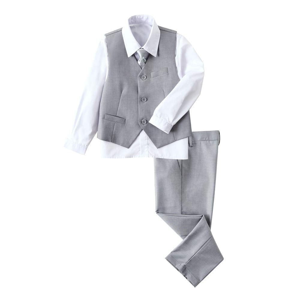 Boys' Khaki Formal Suit  4 piece Dresswear suit set with jacket,shirt,vest and pants