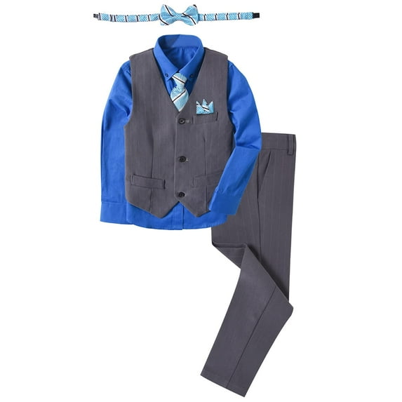 ETHAN 5 Piece Boys Church Suit Set with Slim Fit for Wedding Toddler Boys Dress Suit 4T