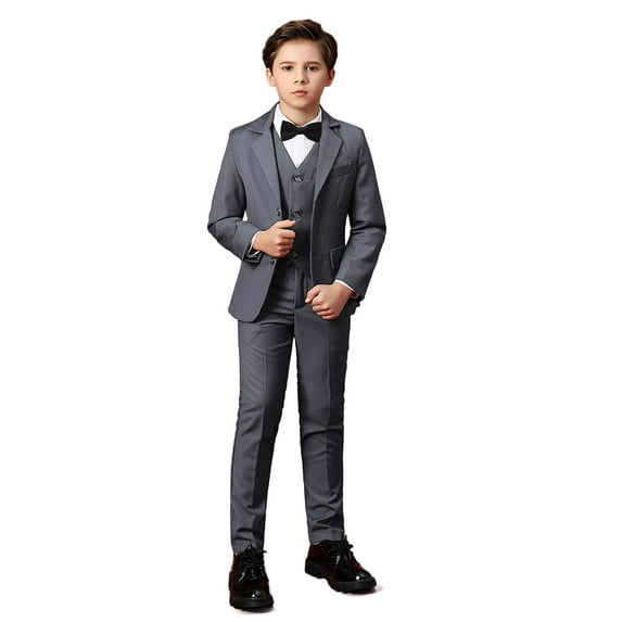 ETHAN 5PC Elegant Slim Fit Suit for Little Kids Outfits Vest Dress Pants Sets Formal Suit for Boy Wedding Dress 14