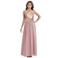 thumbnail image 1 of ETHAN A-Line One-Shoulder Floor-Length Chiffon Junior Bridesmaid Dress With Ruffle Dusty Pink Size 14, 1 of 7
