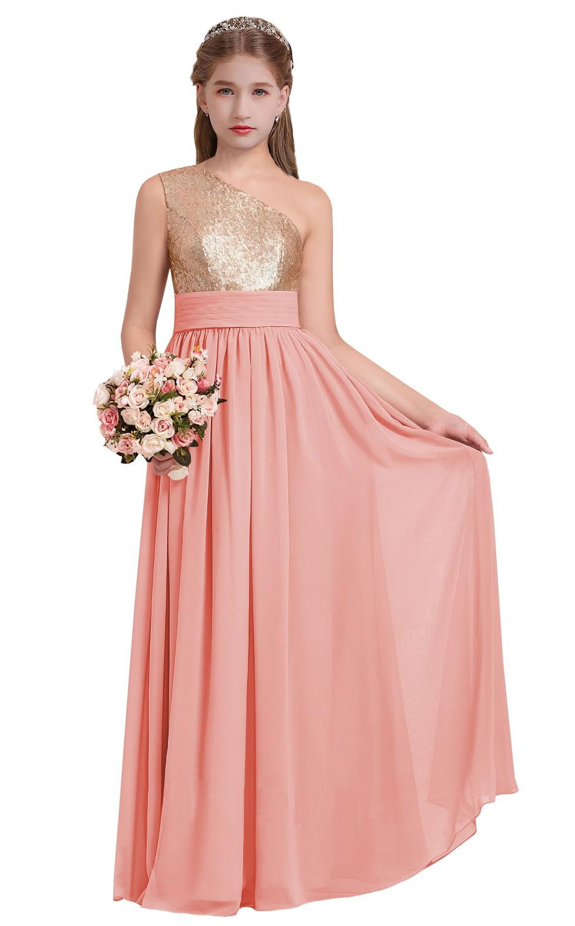 One Shoulder Ruched A-line Junior Bridesmaid Dress Peacock main image 1