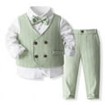 thumbnail image 1 of ETHAN Baby and Big Boy's 4 Piece Pinstripe Vest Suit Set Sage Green(Size 12 Months to 5Y), 1 of 7