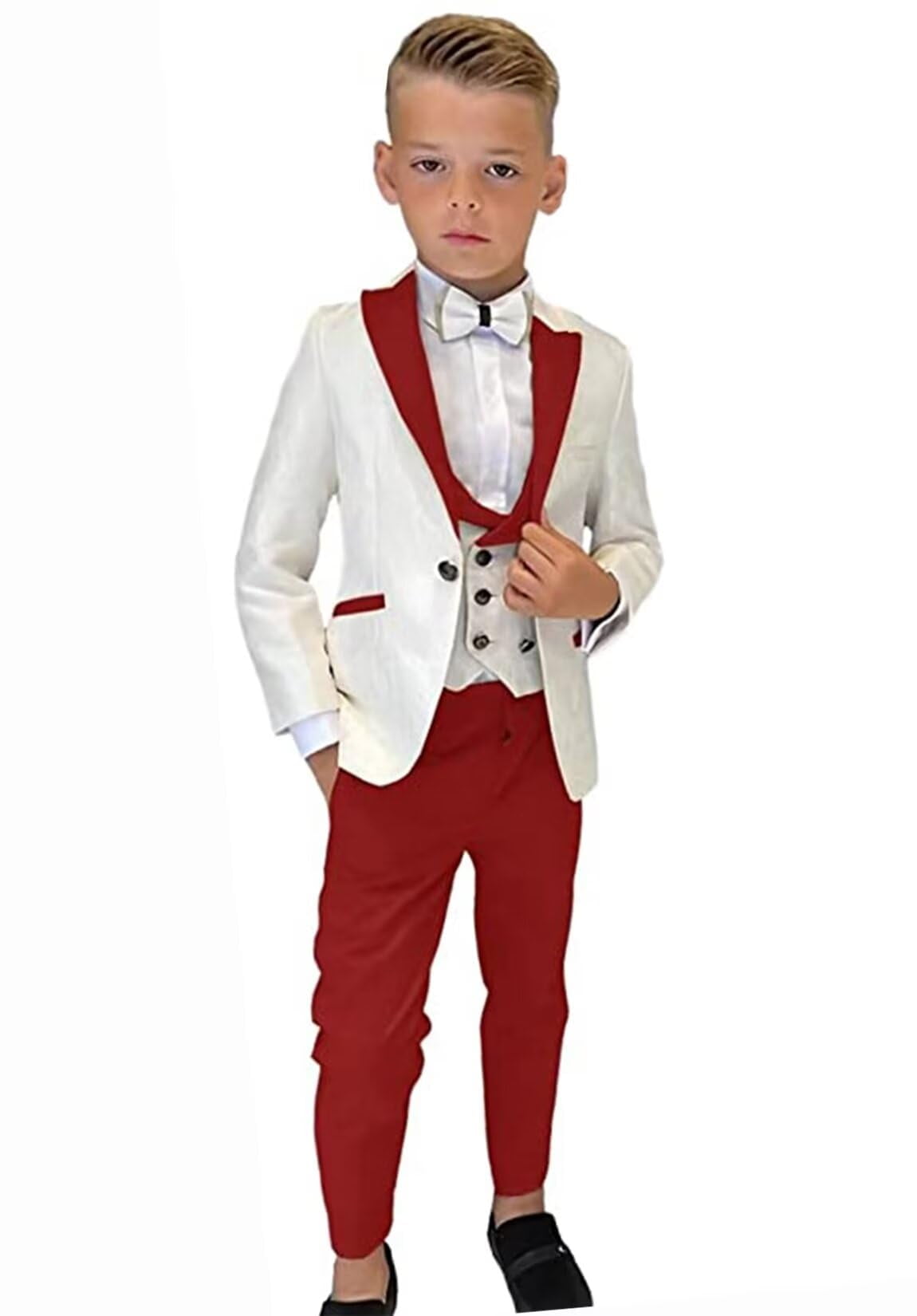 ETHAN Big Boys Wedding Suit Dress Red Slim Fit Formal 3 Piece Suit Jacket  Vest Pant Suits for Boys Size 12 - Walmart.com