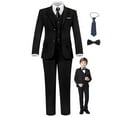 thumbnail image 1 of ETHAN Black Short Suits for Boys Wedding Dress 6 Pieces Formal Slim Fit for Wedding Kids Suit 4 Years, 1 of 8