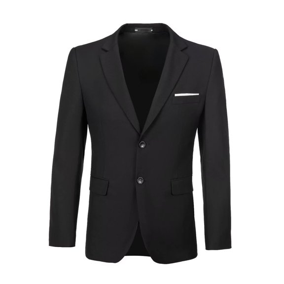 ETHAN Blazer for Men for Wedding Prom Party Lightweight Casual Solid Two Button Slim Fit Sport Coat for Men Black S