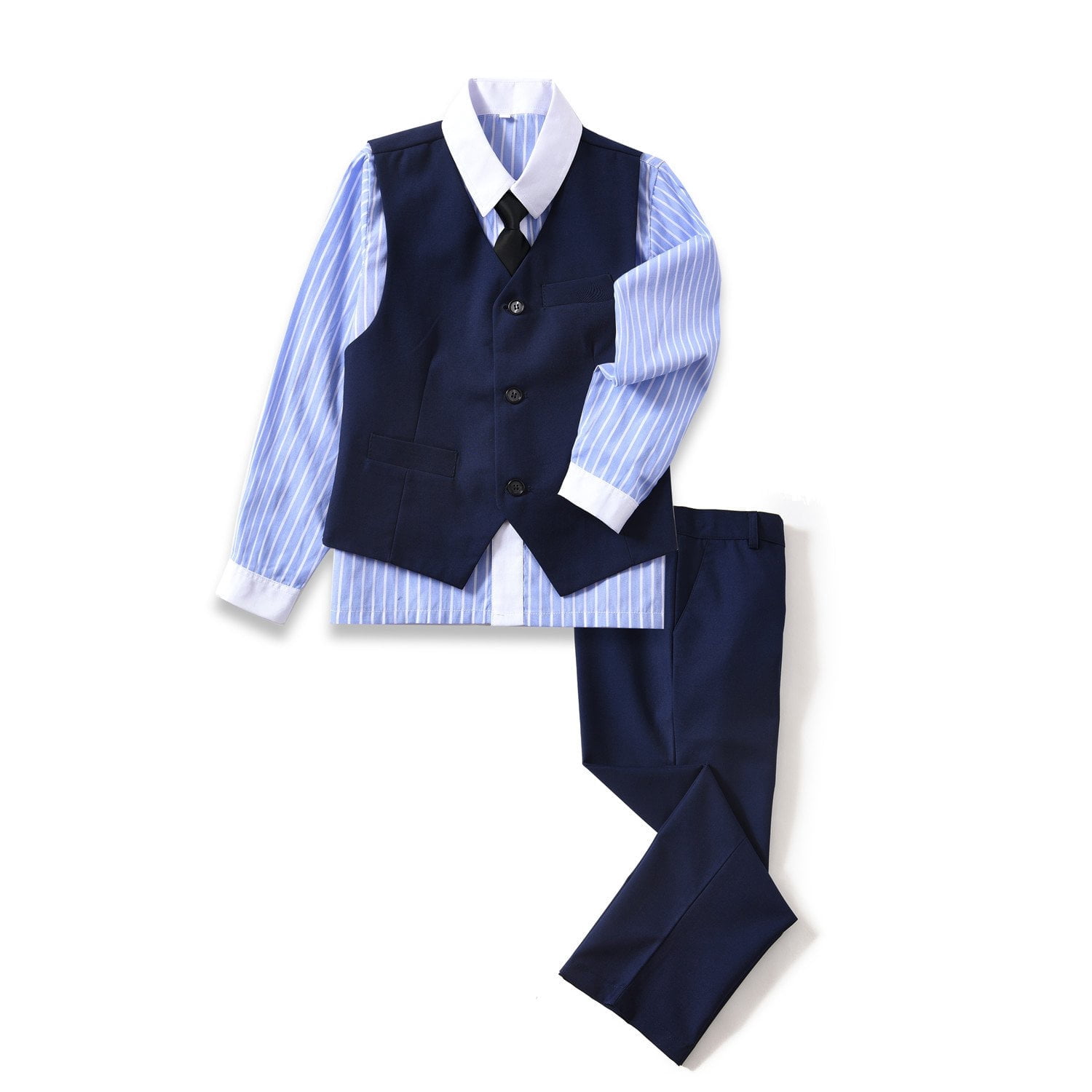 Boys Formal Suit – 4-Piece Set with Gray Gilet, Shirt, Pants & Bow Tie main image 1