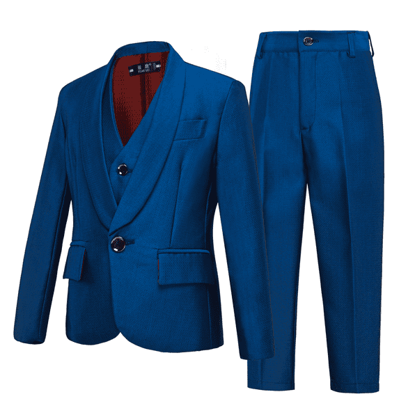 ETHAN Blue Boys Suit Slim Fit for Wedding Dress 3 Piece Boys Suit Size 10-13 Years Set