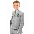 thumbnail image 1 of ETHAN Boy Linen Suits Slim Fit 3 Piece Formal Suit for Boys Wedding Ring Bearer Outfit Kids Tuxedo Dresswear Set Size Grey 16, 1 of 8