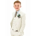 thumbnail image 1 of ETHAN Boy Linen Suits Slim Fit 3 Piece Formal Suit for Boys Wedding Ring Bearer Outfit Kids Tuxedo Dresswear Set Size Ivory 16, 1 of 8