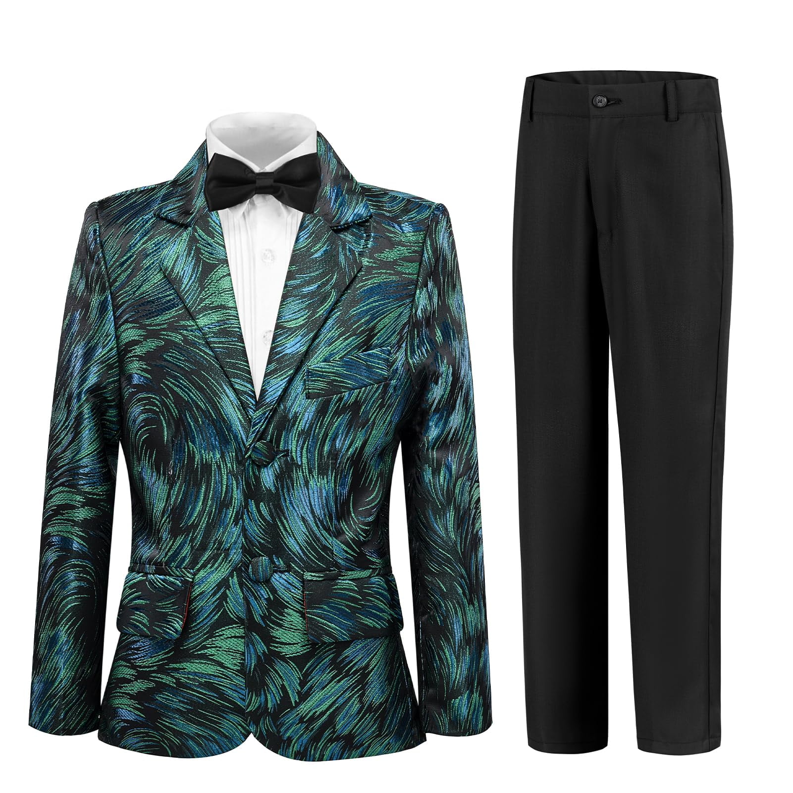 MAGE MALE Boys' Slim Fit Tuxedo Set - Peak Lapel Wedding Prom Suit For Teens & Kids