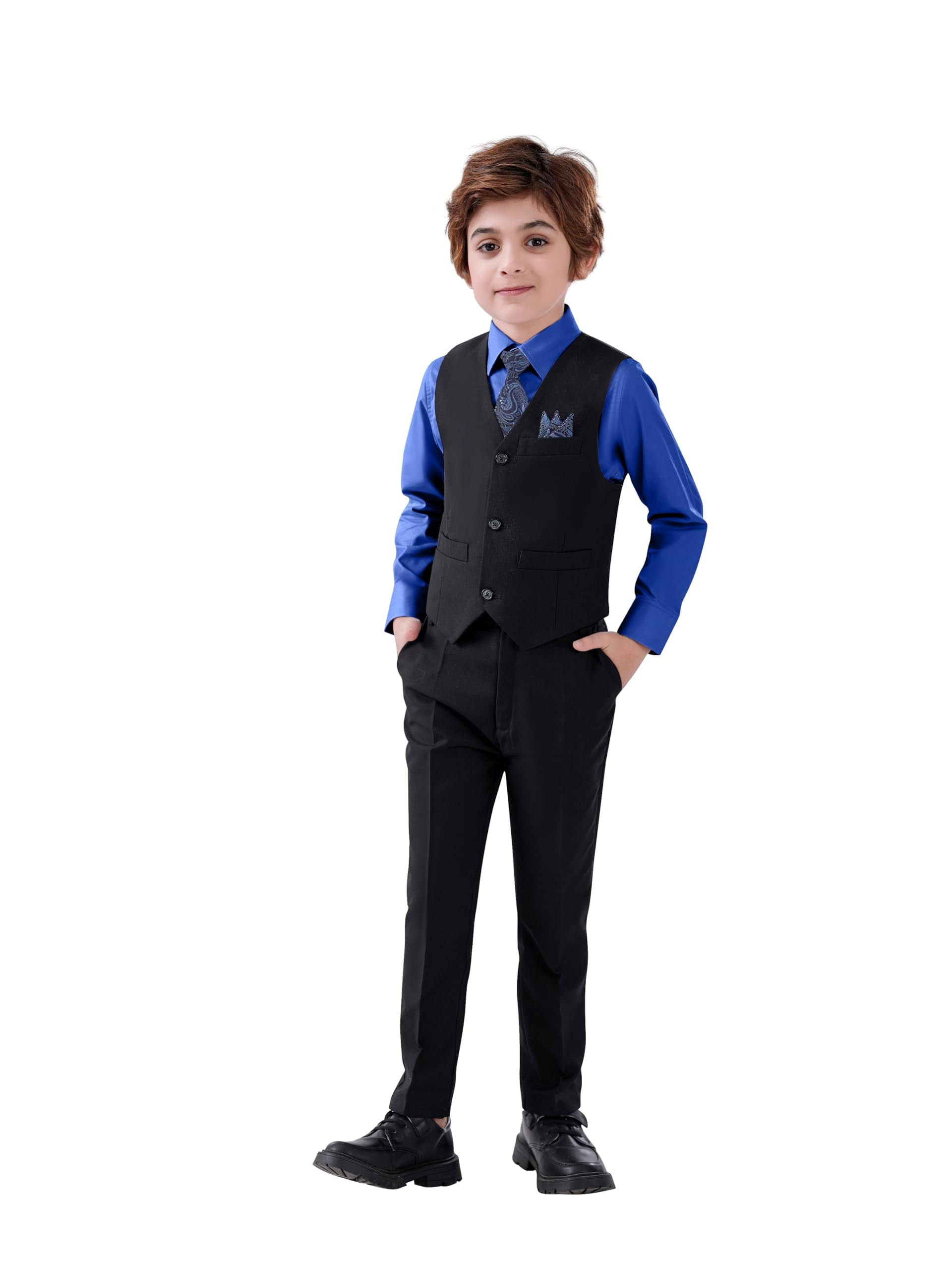 Boys' Formal Satin Vest & Tie Set - Light Champagne, Includes Shirt, Vest, Pants & Tie For Baby To Teen (Size 14) - View #2