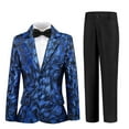 thumbnail image 1 of ETHAN Boys 3 Pieces Suit Colour Jacquard Slim Fit Jacket Pants Set for Wedding Prom Party Tuxedo with Kids Bow Tie 18, 1 of 2