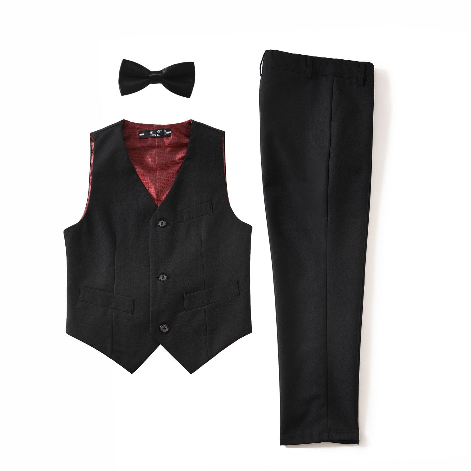 SUITLAB London Boys Striped 3 Piece Suit Set in Black