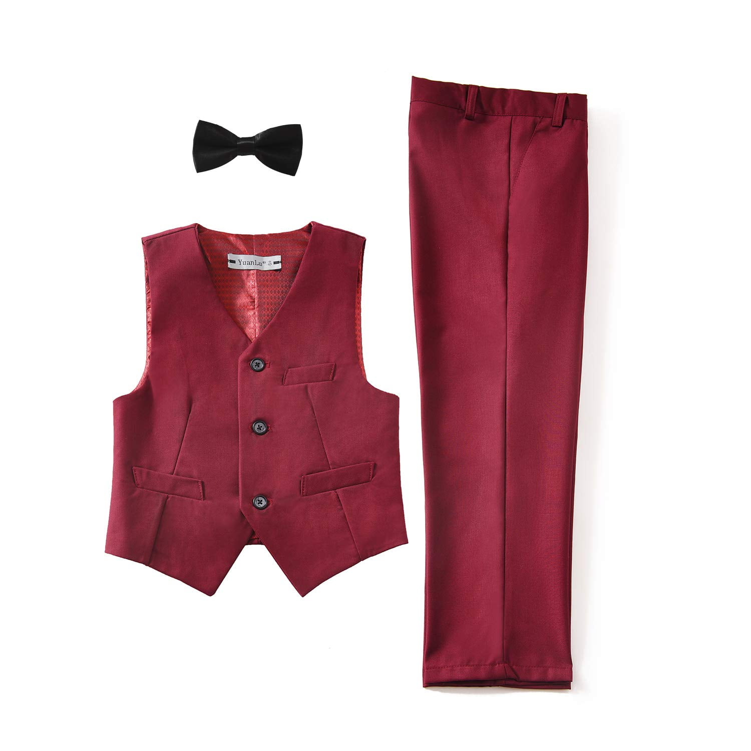 OMC 3-Pieces Boy's Slim Fit Suit (Burgundy)