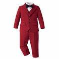 thumbnail image 2 of Rafael Boys' 5-Piece Striped Suit Set: Blazer, Vest, Pants, Shirt, Clip Tie (Slim Fit) 2 of 6