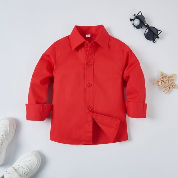 ETHAN Boys Formal Shirt Toddler Boys Button Up Shirt with Long Sleeve 7 Years