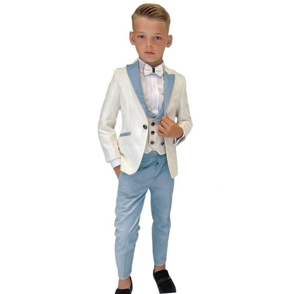 ETHAN Boys Multiple Colour Formal Dress Suits for Wedding 3 Piece Slim Fit Tuxedo Suit for Boys Size 7