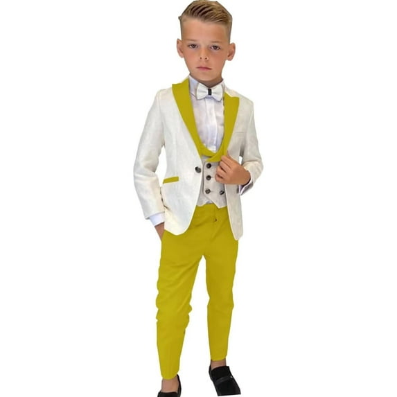 ETHAN Boys Multiple Colour Formal Dress Suits for Wedding 3 Piece Slim Fit Tuxedo Suit for Boys Size 7