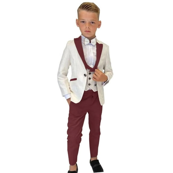 ETHAN Boys Multiple Colour Formal Dress Suits for Wedding 3 Piece Slim Fit Tuxedo Suit for Boys Size 7
