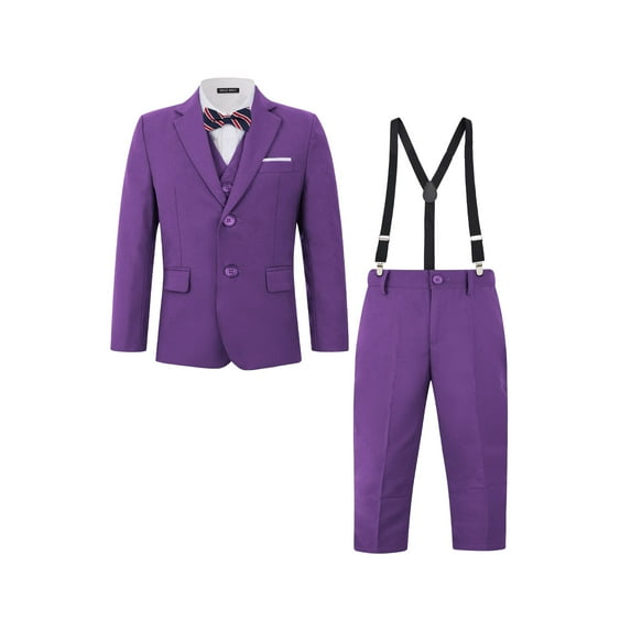 ETHAN Boys Purple Kid Suit for Toddler Teenager Youth Boys Tuxedo Suit Dress Clothes Slim Fit 6 Years