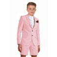 thumbnail image 1 of ETHAN Boys Slim Fit 2 Piece Summer Beach Wedding Prom Business Two Button Blazer and Short Pants Set Size 10 Years, 1 of 6